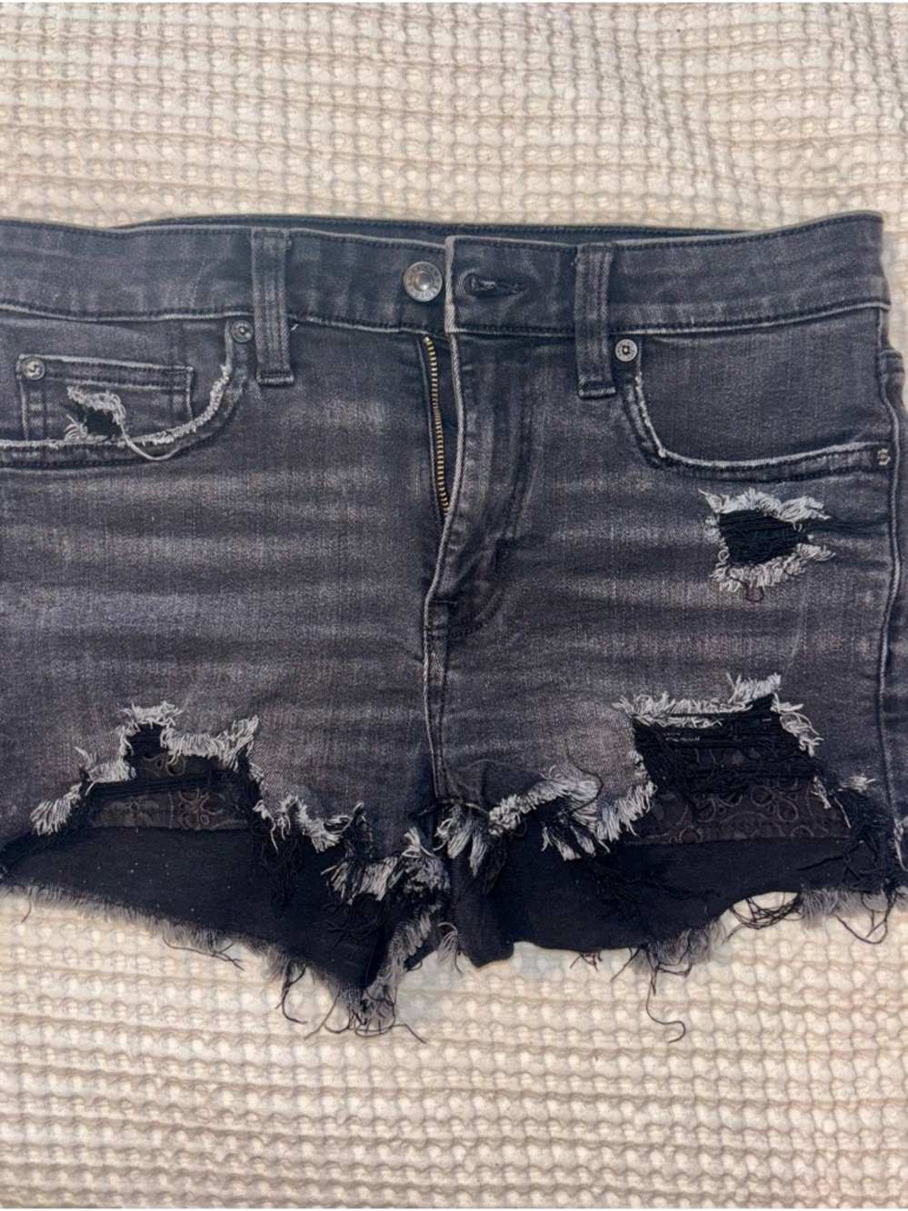 American Eagle Black Distressed Women's Denim Shorts